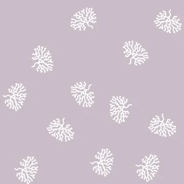 Irish moss seaweed line vector seamless pattern Stock Illustration