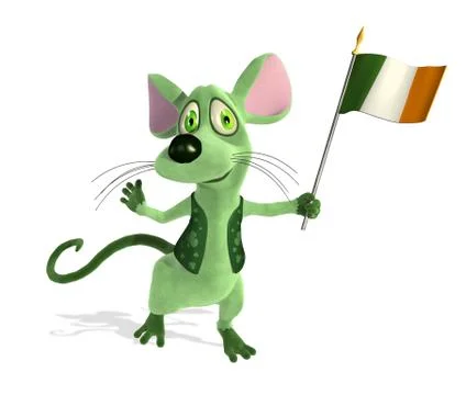 Irish Mouse with Flag Stock Illustration