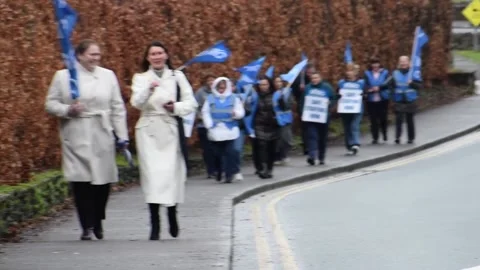 Irish nurses protest staffing issues outside Naas General Hospital, Co Kildare Video stock 328854572