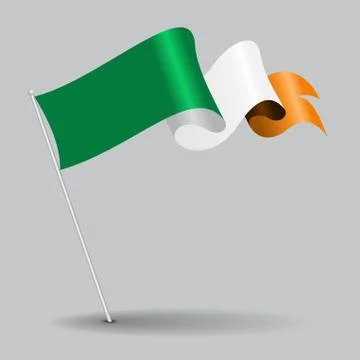 Irish pin wavy flag. Vector illustration Stock-Illustration