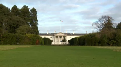 Irish President's House - Aras an Uachtarain. Wide Shot Stock Footage