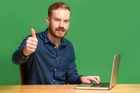 Irish programmer showing thumbs-up 写真素材