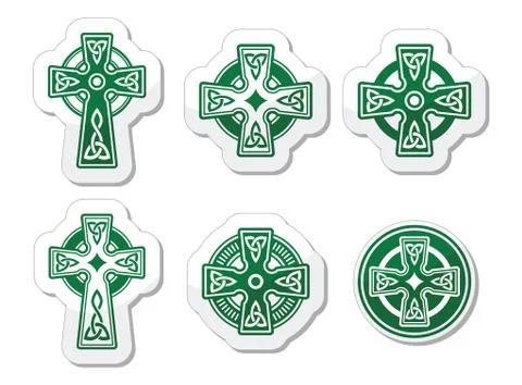 Irish, Scottish Celtic cross on white vector sign Stock Illustration