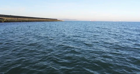 Irish Sea Drone Flyover Stock Footage 128351504