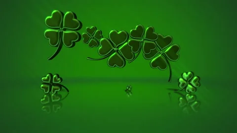 Irish shamrocks pattern on green gradient Stock Footage 235687015