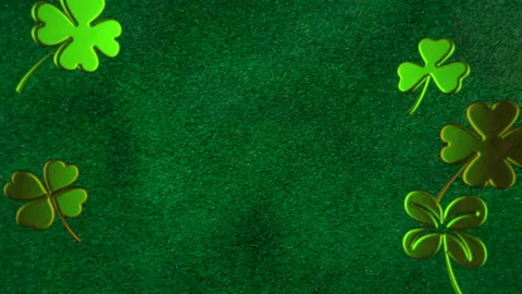 Irish shamrocks pattern on green gradient Stock Footage 235687720