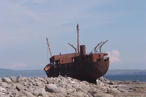 Irish Shipwreck 1 Stock Footage 1069738