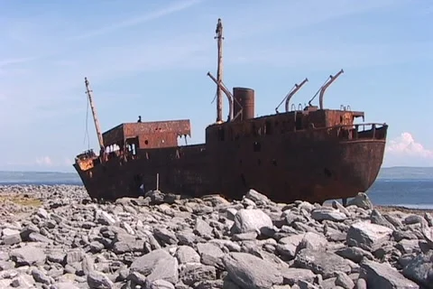 Irish Shipwreck 2 Stock Footage 1069743