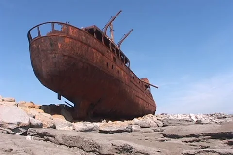 Irish Shipwreck 3 Stock Footage 1069784