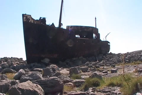Irish Shipwreck 5 Stock Footage 1069793
