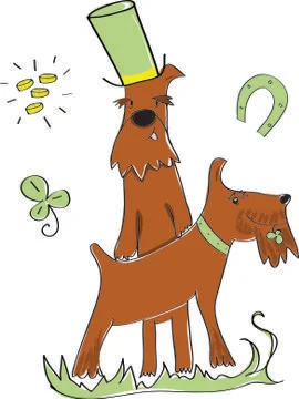 Irish terrier puppies in St. Patrick's day costume Stock Illustration