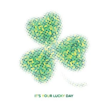 Irish three leaf halftone lucky clover Illustrazione stock