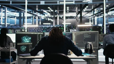 Irked data center admin raging because of malfunctioning node tree software Stock Footage 307017025