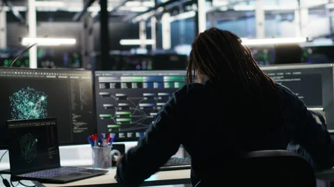 Irked data center admin raging because of malfunctioning node tree software Stock Footage 307026453
