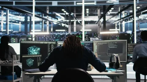 Irked data center admin raging because of malfunctioning node tree software Stock Footage 309506779