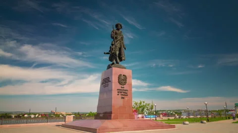 Irkutsk city day light memory monument 4k time lapse russia siberia Stock Footage 48551931