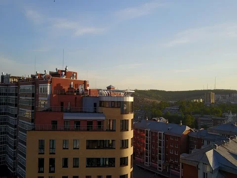 Irkutsk. Flight over the house. Video stock 75960727