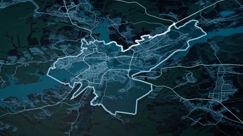 Irkutsk Russia Glowing Digital Map Animation 4K Stock Footage 339729213