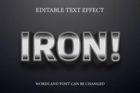 Iron 3d silver style text effect Stock Illustration