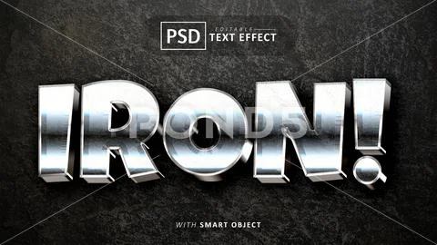 Iron 3d text effect editable Modello PSD