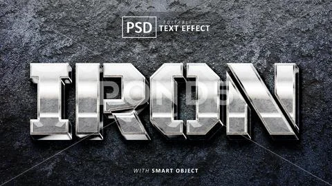 Iron 3d text effect editable PSD Template