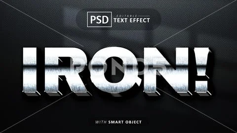 Iron 3d text effect editable PSDテンプレート