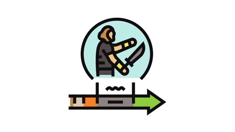 Iron age human evolution color icon animation Stock Footage 326097305