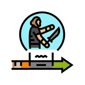 Iron age human evolution color icon vector illustration Illustrazione stock
