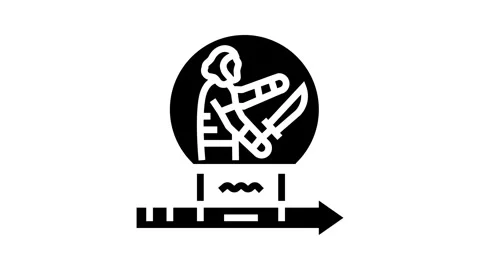 Iron age human evolution glyph icon animation Stock Footage 326155548