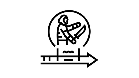 Iron age human evolution line icon animation Stock Footage 326134032