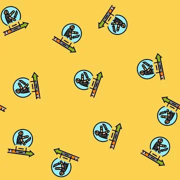 Iron age human evolution vector seamless pattern Stock Illustration