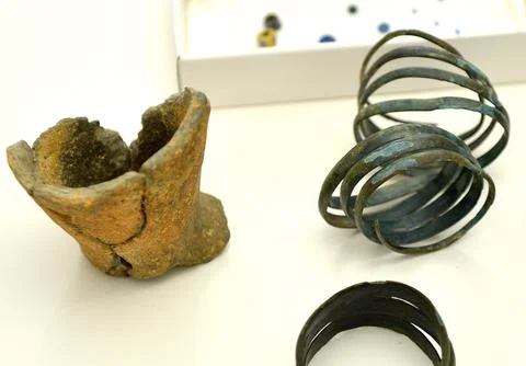 Iron Age objects presented at Sub-Carpathian Museum in Krosno, Poland - 29 May 2 Stock Photos