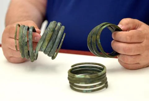 Iron Age objects presented at Sub-Carpathian Museum in Krosno, Poland - 29 May 2 Stock Photos