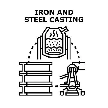 Iron and steel casting process vector illustration icon Stock Illustration