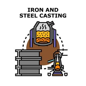 Iron and steel casting process vector illustration icon Stock Illustration