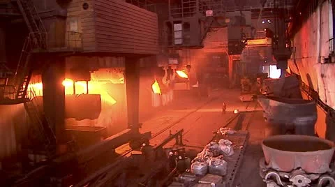 Iron and Steel Works. Converter plant. Smelting of metal. Stock Footage