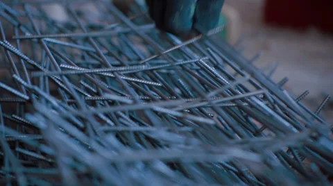 Iron bars for brickwork Stock Footage 58050766