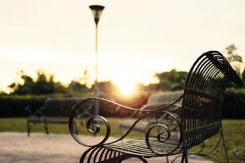 Iron Bench in the Park Stock Photos