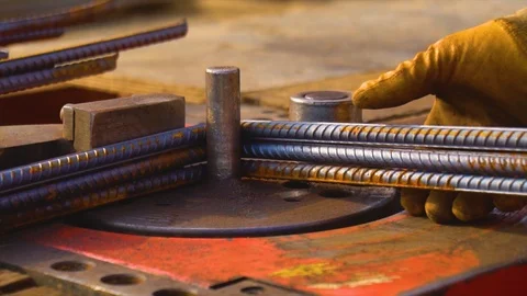 Iron bending in construction Video stock 105807680