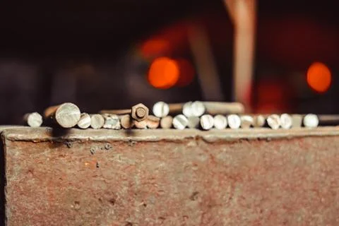 Iron blanks are in the workshop Stock Photos