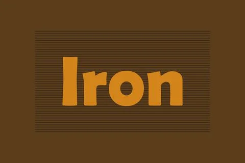 Iron bold flat typography text vector illustration Stock Illustration