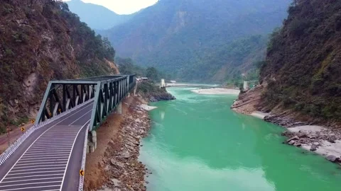 Iron bridge and river moving Video stock 202075446