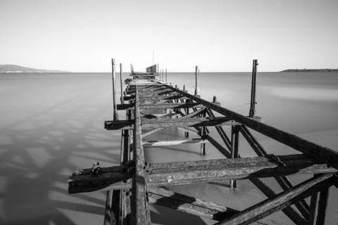 Iron bridge on the beach Stock-Fotos