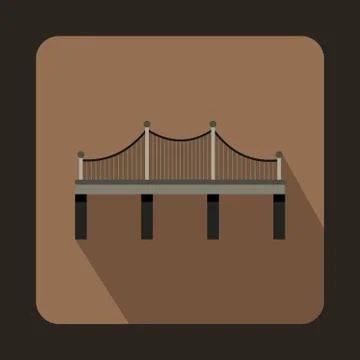 Iron bridge icon, flat style Ilustración de archivo