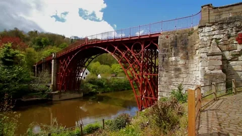 The Iron Bridge at Ironbridge from below, video. Stock Footage 166526979