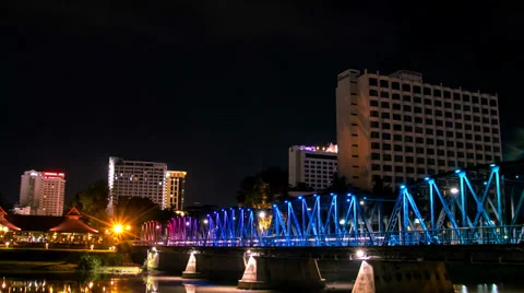 Iron Bridge Lightning cloud zoom out Stock Footage 38731313