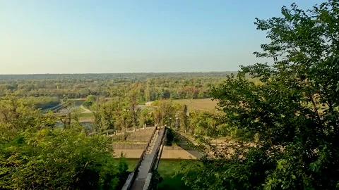Iron bridge over the river Stock Footage 219589391
