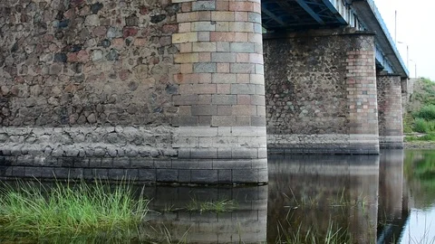 Iron bridge with stone supports Stock Footage 116984835