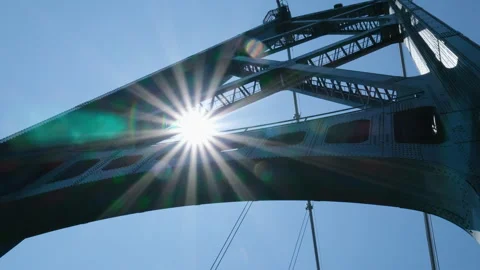 Iron bridge structures in the sun, very beautiful video, close up. Lion Gate Stock Footage 274447805