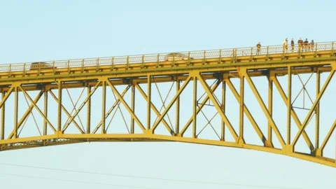 Iron bridge at sunset Stock Footage 87236437